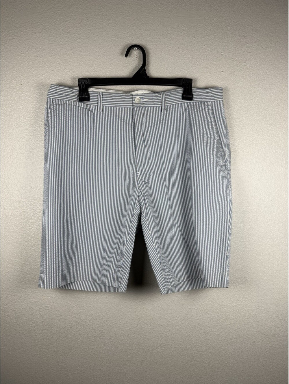 Vintage Polo Ralph Lauren Shorts Mens 36 Blue Seersucker Stripe 10 Inseam